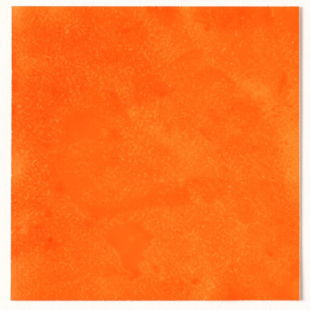 A two-ink risograph print in warm terracotta and cream, showing an abstract composition of overlapping organic shapes and gentle curves that evoke connection and correspondence.